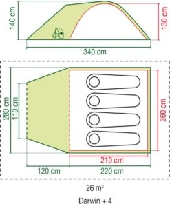 Coleman Darwin 4 Plus Koepeltent - 4-Persoons - Groen -Campingwinkel 1003x1200 1