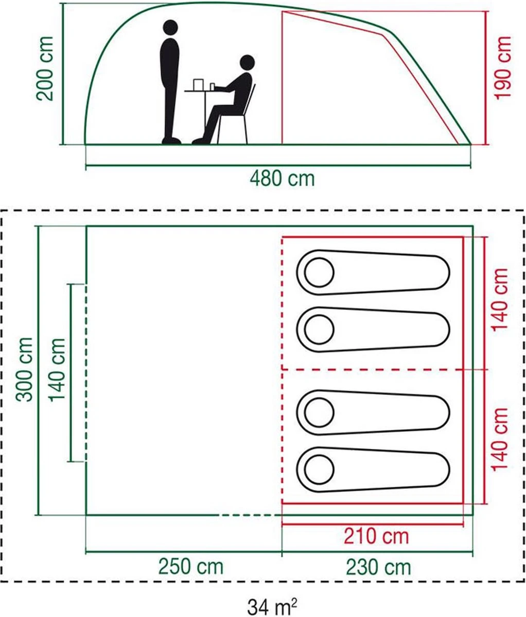 Coleman Vespucci 4 Tunneltent - Familietent - 4-Persoons - Groen 6 Coleman Vespucci 4 Tunneltent - Familietent - 4-Persoons - Groen - Afbeelding 6