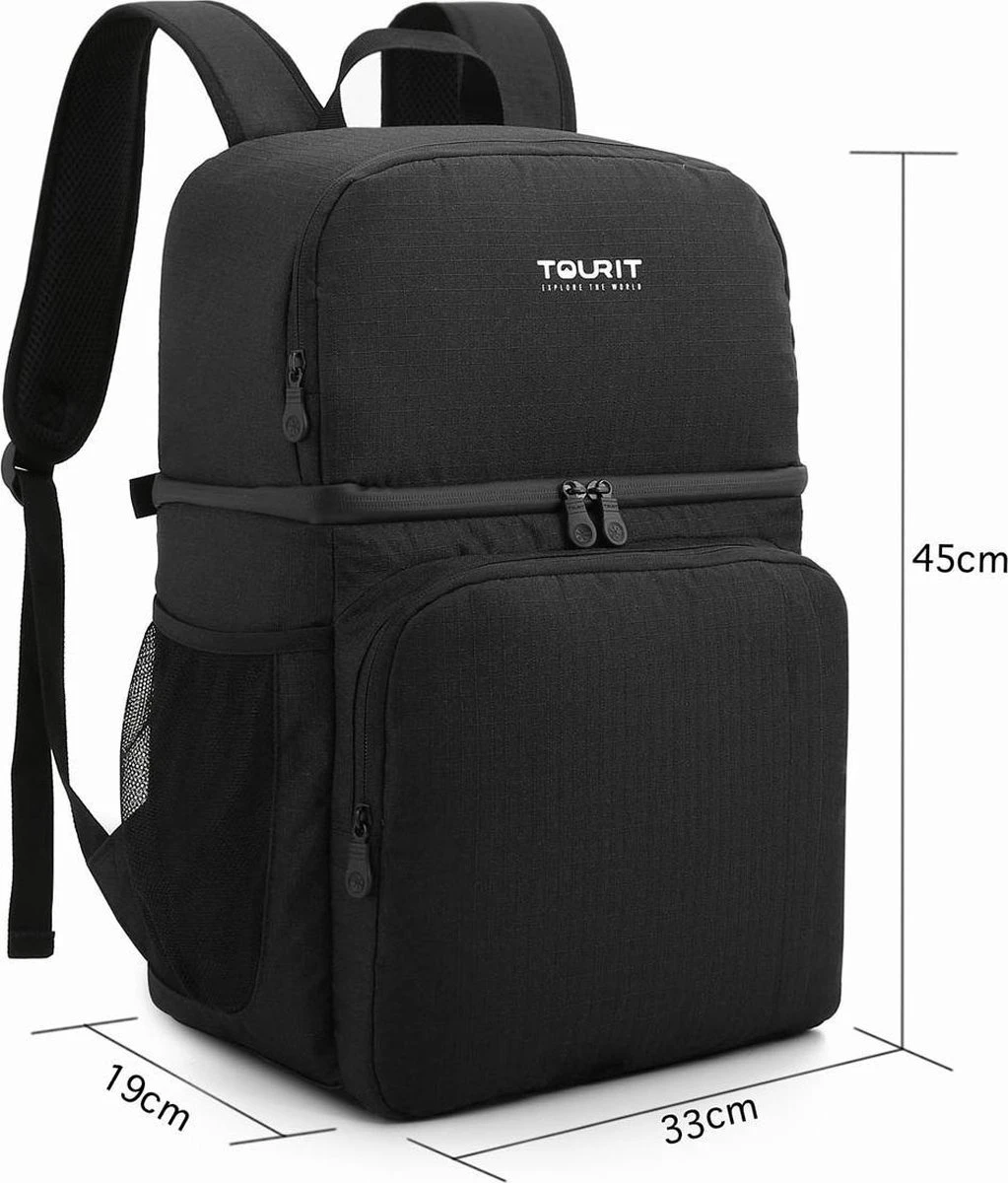 Koeltas Rugzak (28L) - Geschikt Voor 16 Blikjes - Lunchtas Voor Dames En Heren - Zwart 4 Koeltas Rugzak (28L) - Geschikt Voor 16 Blikjes - Lunchtas Voor Dames En Heren - Zwart - Afbeelding 4