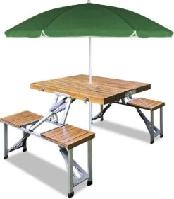 Merkloos Deuba Picknicktafel Campingtafel - Opvouwbaar Voor 4 Personen - Hout En Aluminium -Campingwinkel 1053x1200 2