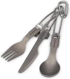 Navaris Campingbestek Van Titanium - Set Met Vork, Mes En Lepel - Inklapbaar - Bestekset Voor Onderweg - Inclusief Karabijnhaak En Bewaarzakje -Campingwinkel 1057x1200 2