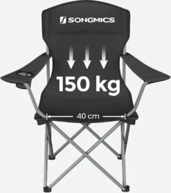 MIRA Home - Campingstoel Set Van 2 Inklapbaar - Klapstoel Met Robuust Frame - Met Flessenhouder - 76 X 51.5 X 95.5 Cm - Zwart -Campingwinkel 1062x1200