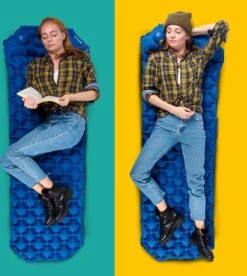 TRVLMORE Slaapmat - Zelfopblazend - 1 Persoons - Ingebouwde Pomp En Kussen - Blauw -Campingwinkel 1075x1200