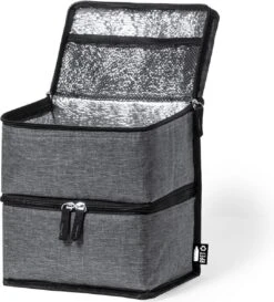 Merkloos Koeltas Met Dubbel Compartiment - Lunchtas - Koeltasje Lunch - Koelelementen - Koud - Warm - Isolatie - Volwassenen - Dames - Heren - 14 X 22 Cm - Polyester - RPET - Aluminium - Grijs -Campingwinkel 1084x1200 2