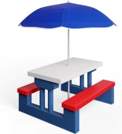 Merkloos Kinder Picknicktafel Met Parasol - Blauw -Campingwinkel 1097x1200 3
