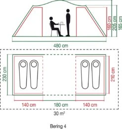 Coleman Bering 4 Vis-a-Vis Tent - Familietent - 4-Persoons - Groen 14 Coleman Bering 4 Vis-a-Vis Tent - Familietent - 4-Persoons - Groen -Campingwinkel 1136x1200 1