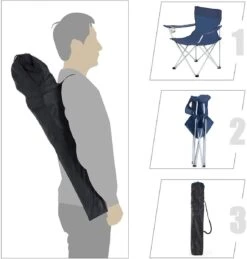 Set Van 2 Opvouwbare Campingstoelen, Klapstoelen Voor Buiten, Comfortabel, Met Armleuningen En Bekerhouders, Stabiel Frame, Draagvermogen 120 Kg - Blauw -Campingwinkel 1146x1200