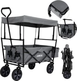 AREBOS Handwagen Vouwbare Dak Handwagen Vouwbare Trolley Uitrustingswagen Grijs -Campingwinkel 1146x1200 4