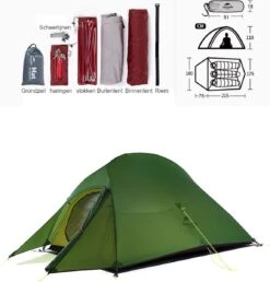 Cloud Up 3 Upgraded - Naturehike® - Tent 3 Persoons - Lichtgewicht Tent - Incl. Grondzeil - 20D 4000MM - Outdoor Kampeertent - Waterdicht - Hiking & Wandelen -Campingwinkel 1147x1200 1