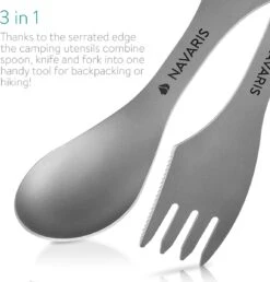 Navaris 2x Spork Titanium Campingbestek - Vork, Mes En Lepel In één - Bestek Voor Onderweg En Op Reis - Lichtgewicht - Inclusief Bewaarzakje -Campingwinkel 1148x1200 11