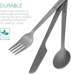 Navaris Campingbestek Van Titanium - Set Met Vork, Mes En Lepel - Bestekset Voor Onderweg En Op Reis - Inclusief Karabijnhaak En Bewaarzakje -Campingwinkel 1152x1200 4