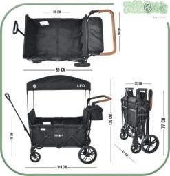 FableKids LEO X4Lite Opvouwbare Handkar Met Dak Onyx Zwart -Campingwinkel 1159x1200 7