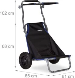 Relaxdays Strandkar Opvouwbaar - Strandstoel Met Zonnedak - Strand Stoel Op Wielen -Campingwinkel 1162x1200