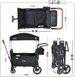 FableKids LEO X2 Lite Opvouwbare Handkar Met Dak Onyx Zwart -Campingwinkel 1167x1200 5