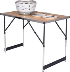 Kamyra® Campingtafel Inklapbaar - Kampeertafel, Partytafel - Opvouwbaar, Lichtgewicht & In Hoogte Verstelbaar - Aluminium/Hout -Campingwinkel 1169x1200
