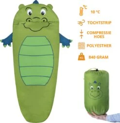 Dutch Mountains Kinderslaapzak Nijlpaard - 170 X 70cm Polyester - Zacht Lichtgewicht – Opberghoes