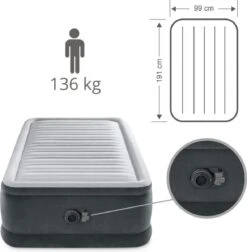 Intex Luchtbed - 1-Persoons - 99 X 191 X 46 Cm - Grijs - Met Ingebouwde Pomp, Hoeslaken Wit En Reparatieset -Campingwinkel 1177x1200 4