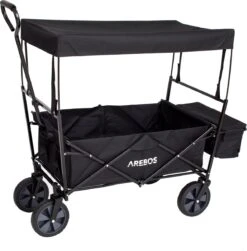 AREBOS Handwagen Vouwbare Dak Handwagen Vouwbare Trolley Uitrustingswagen Zwart -Campingwinkel 1183x1200 9