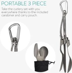 Navaris Campingbestek Van Titanium - Set Met Vork, Mes En Lepel - Inklapbaar - Bestekset Voor Onderweg - Inclusief Karabijnhaak En Bewaarzakje -Campingwinkel 1184x1200 11