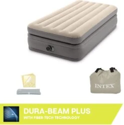 Intex Prime Comfort - Luchtbed - 1-Persoons - 99x191x51 Cm (BxLxH) - Grijs - Met Ingebouwde Motorpomp -Campingwinkel 1184x1200
