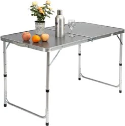 Casaria Campingtafel – Inklapbaar Verstelbaar - 120x60x70 Cm Grijs -Campingwinkel 1185x1200