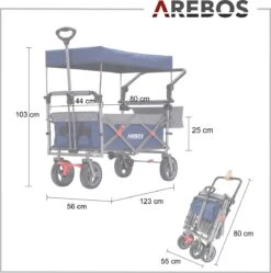 AREBOS Premium Steekwagen Met Dak Opvouwbare Tuinkar Handkar Bolderkar Blauw / Grijs 17 AREBOS Premium Steekwagen Met Dak Opvouwbare Tuinkar Handkar Bolderkar Blauw / Grijs -Campingwinkel 1188x1200 11