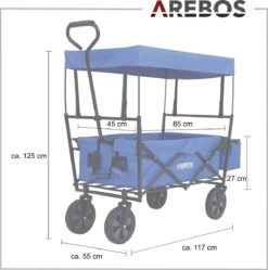 AREBOS Handwagen Vouwbare Dak Handwagen Vouwbare Trolley Uitrustingswagen Blauw 17 AREBOS Handwagen Vouwbare Dak Handwagen Vouwbare Trolley Uitrustingswagen Blauw -Campingwinkel 1188x1200 13