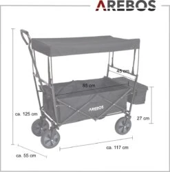 AREBOS Handwagen Vouwbare Dak Handwagen Vouwbare Trolley Uitrustingswagen Zwart -Campingwinkel 1188x1200 7