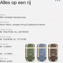 Naturehike® Slaapzak - Lichtgewicht - 190*75cm - Compact - Waterdicht - 3 Seizoenen Slaapzak Lente, Zomer & Herfst - Outdoor - Slaapzakken Volwassen & Kinderen -Campingwinkel 1190x1200 6