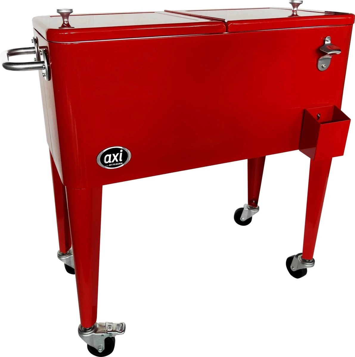 AXI Retro Cooler Rood - Koeler Met Wielen - 76L Inhoud - Koelbox Met Aftapkraan 1 AXI Retro Cooler Rood - Koeler Met Wielen - 76L Inhoud - Koelbox Met Aftapkraan