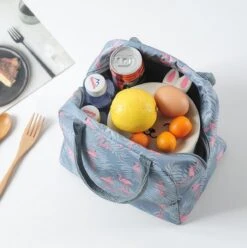 Koeltas - Lunchtas - Volwassenen En Kinderen - Compact & Handig: Zomer - Picknick -School - Lunch - Werk - Grijs Flamingo -Campingwinkel 1193x1200 4