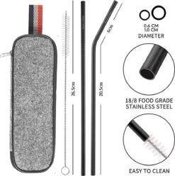 House Of Husk Reisbestek - Reis Bestekset - Chopsticks - Metalen Rietjes Met Borstel - Lepel - Vaatwasserbestendig - RVS - 7 Delig - Zwart -Campingwinkel 1193x1200 8