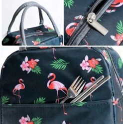 Koeltas - Lunchtas - Volwassenen En Kinderen - Compact & Handig: Zomer - Picknick -School - Lunch - Werk - Zwart Flamingo -Campingwinkel 1195x1200 8