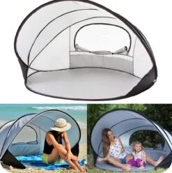 Deryan Luxe Pop Up Strandtent XXL - Anti-UV 50+ - Zilver -Campingwinkel 1196x1200 11