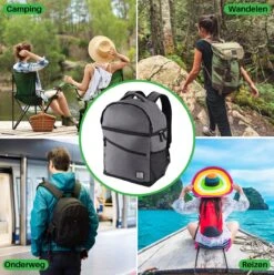 Brisby 4 Laags Geïsoleerde Koeltas Rugzak - 25 Liter - Met Handige Vakken Voor Bestek En Essentials - Waterafstotend Materiaal - Donkergrijs -Campingwinkel 1197x1200 36