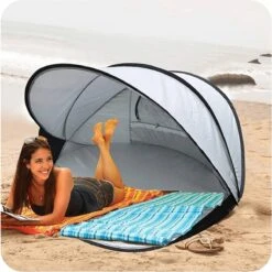 Deryan Luxe Pop Up Strandtent XXL - Anti-UV 50+ - Zilver -Campingwinkel 1198x1200 11