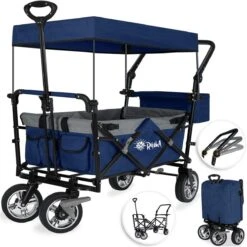 Rijoka Luxe Opvouwbare Bolderkar/Bolderwagen | Met Dakje En Draagtas | Marine Blauw -Campingwinkel 1198x1200 29