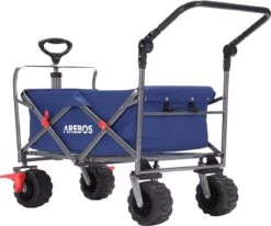 AREBOS Handkar | Transportwagen | Apparatuurwagen | Opvouwbaar | Duwstang| Blauw -Campingwinkel 1200x1000 10