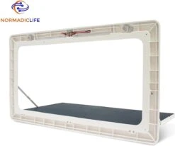 Merkloos NormadicLife® - Outdoor – Opklapbare Tafel - Eettafel – Tafel Voor Buitenkeuken - Caravan – Camper – Picknicktafel - Ingebouwd Ledlicht – Wit -Campingwinkel 1200x1002