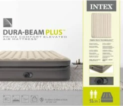Intex Prime Comfort - Luchtbed - 2-Persoons - 152x203x51 Cm (BxLxH) - Grijs - Met Ingebouwde Motorpomp -Campingwinkel 1200x1029
