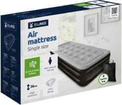 BluMill Eenpersoons Luchtbed - Met Ingebouwde Pomp - Luchtbed Zelfopblazend - Incl. Draagtas - 191x99x36 Cm -Campingwinkel 1200x1032