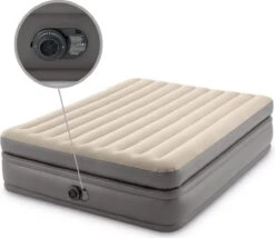 Intex Prime Comfort - Luchtbed - 2-Persoons - 152x203x51 Cm (BxLxH) - Grijs - Met Ingebouwde Motorpomp -Campingwinkel 1200x1039
