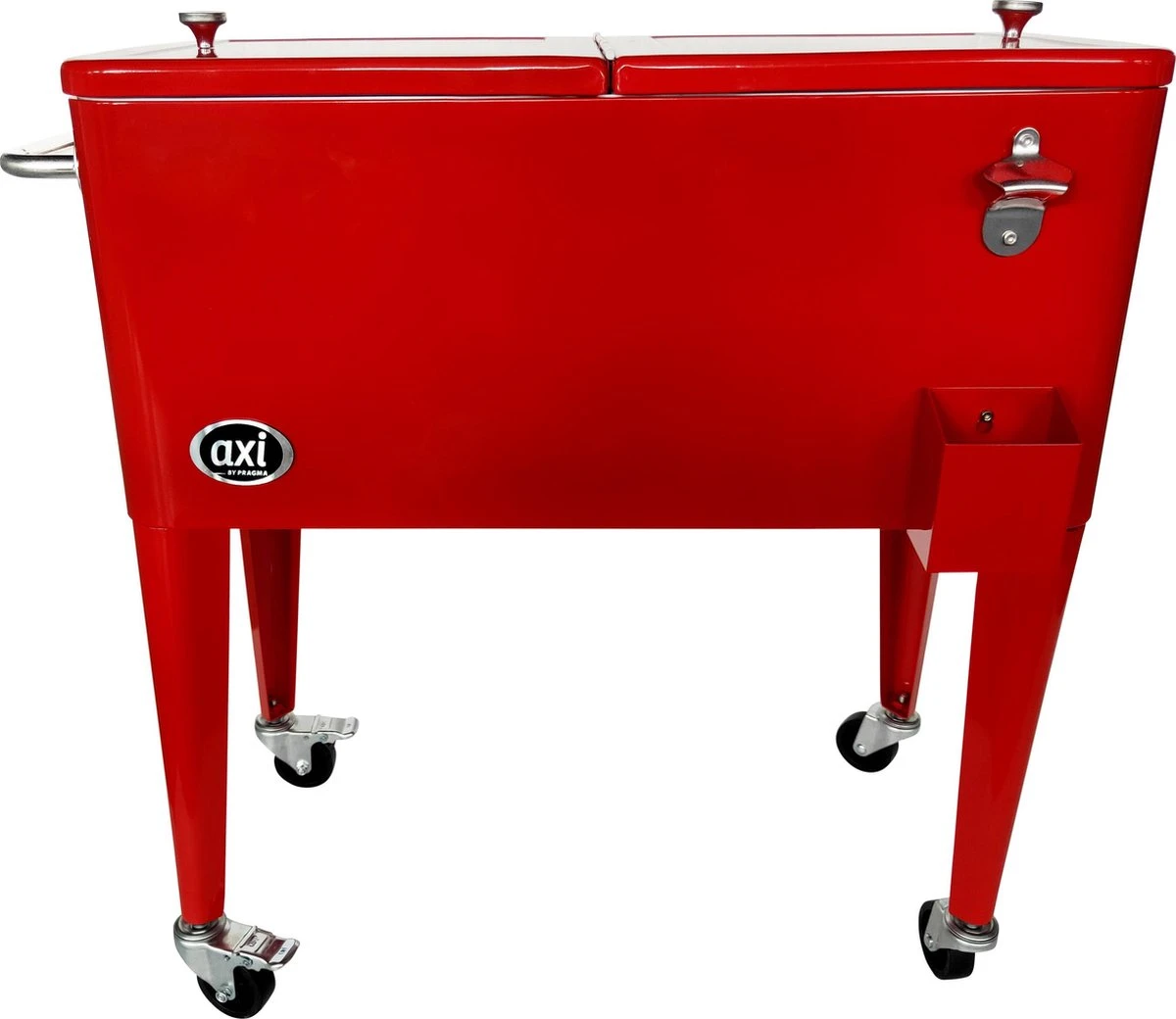 AXI Retro Cooler Rood - Koeler Met Wielen - 76L Inhoud - Koelbox Met Aftapkraan 2 AXI Retro Cooler Rood - Koeler Met Wielen - 76L Inhoud - Koelbox Met Aftapkraan - Afbeelding 2