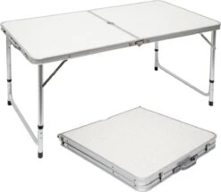 Inklapbare, In Hoogte Verstelbare Campingtafel 120x60x70cm Incl. 4 Inklapbare Krukken Campingtafel S -Campingwinkel 1200x1044