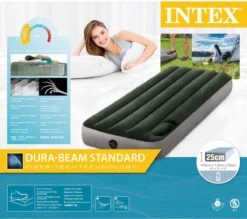 Intex Luchtbed - 1-Persoons - 76 X 191 X 25 Cm - Groen - Met Ingebouwde Voetpomp + Hoeslaken Wit + Reparatieset -Campingwinkel 1200x1064