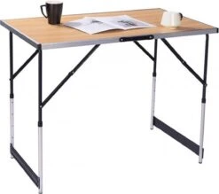 Kamyra® Campingtafel Inklapbaar - Kampeertafel, Partytafel - Opvouwbaar, Lichtgewicht & In Hoogte Verstelbaar - Aluminium/Hout -Campingwinkel 1200x1066 2