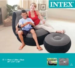 Intex Lounge Stoel - Ultra Lounge - Opblaasbaar - Grijs/zwart -Campingwinkel 1200x1080