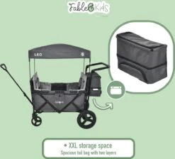 FableKids LEO X4Plus Opvouwbare Wagen Met Dak Fossil Grey -Campingwinkel 1200x1089 4