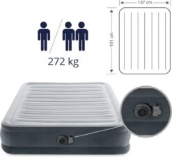 Intex Luchtbed - Twijfelaar - 137 X 191 X 33 Cm - Grijs - Met Ingebouwde Pomp, Hoeslaken Antraciet En Reparatieset 13 Intex Luchtbed - Twijfelaar - 137 X 191 X 33 Cm - Grijs - Met Ingebouwde Pomp, Hoeslaken Antraciet En Reparatieset -Campingwinkel 1200x1100