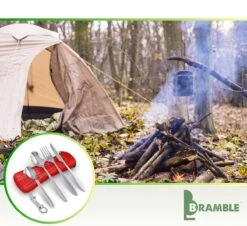 Roestvrij Staal Bestek (kampeerset) – Draagbare Reislepels, -vork En -mes Voor Festivals, Camping Of Trektochten - Wordt Geleverd Met Een Neopreen Draagtasje Met Een Lichtgewicht Flesopener -Campingwinkel 1200x1100 7